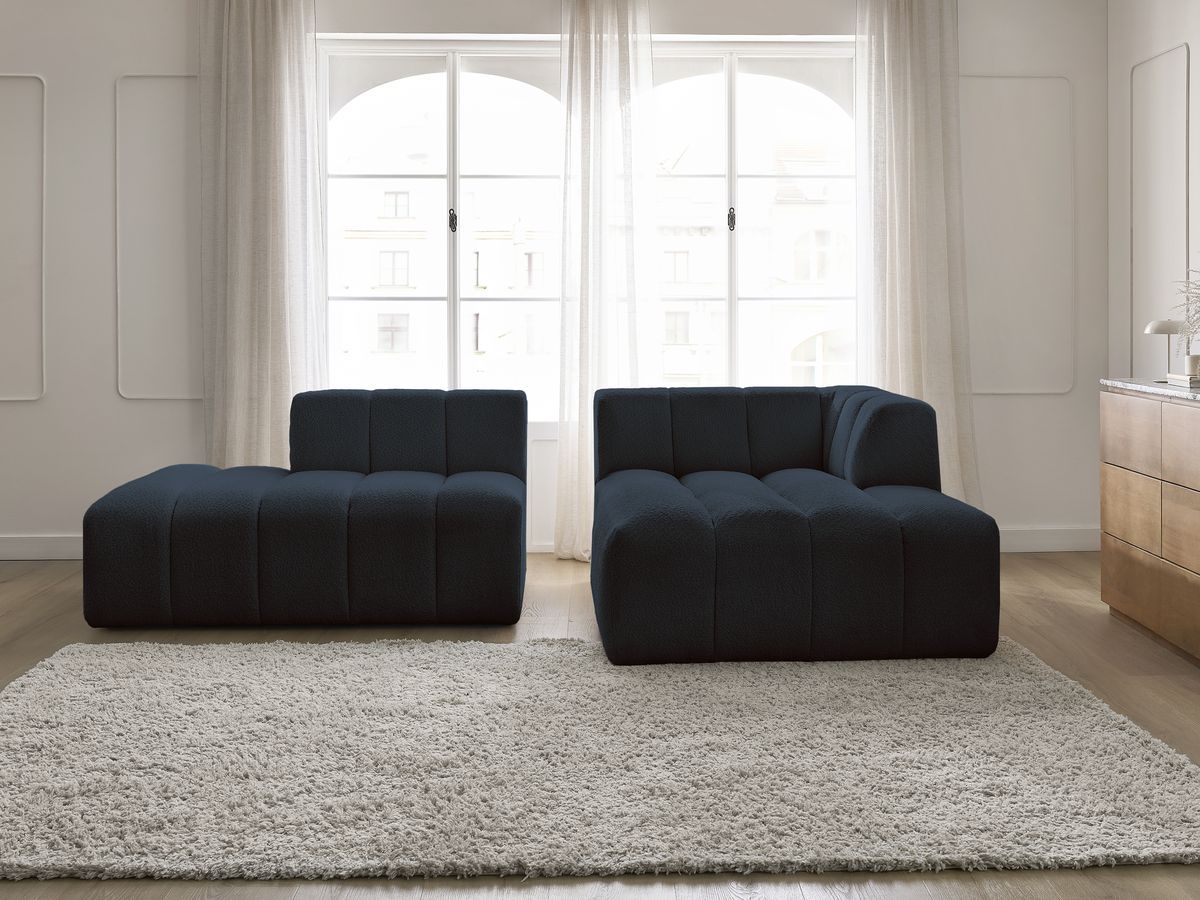 Canapé d'angle fixe modulable ANNECY tissu bouclette