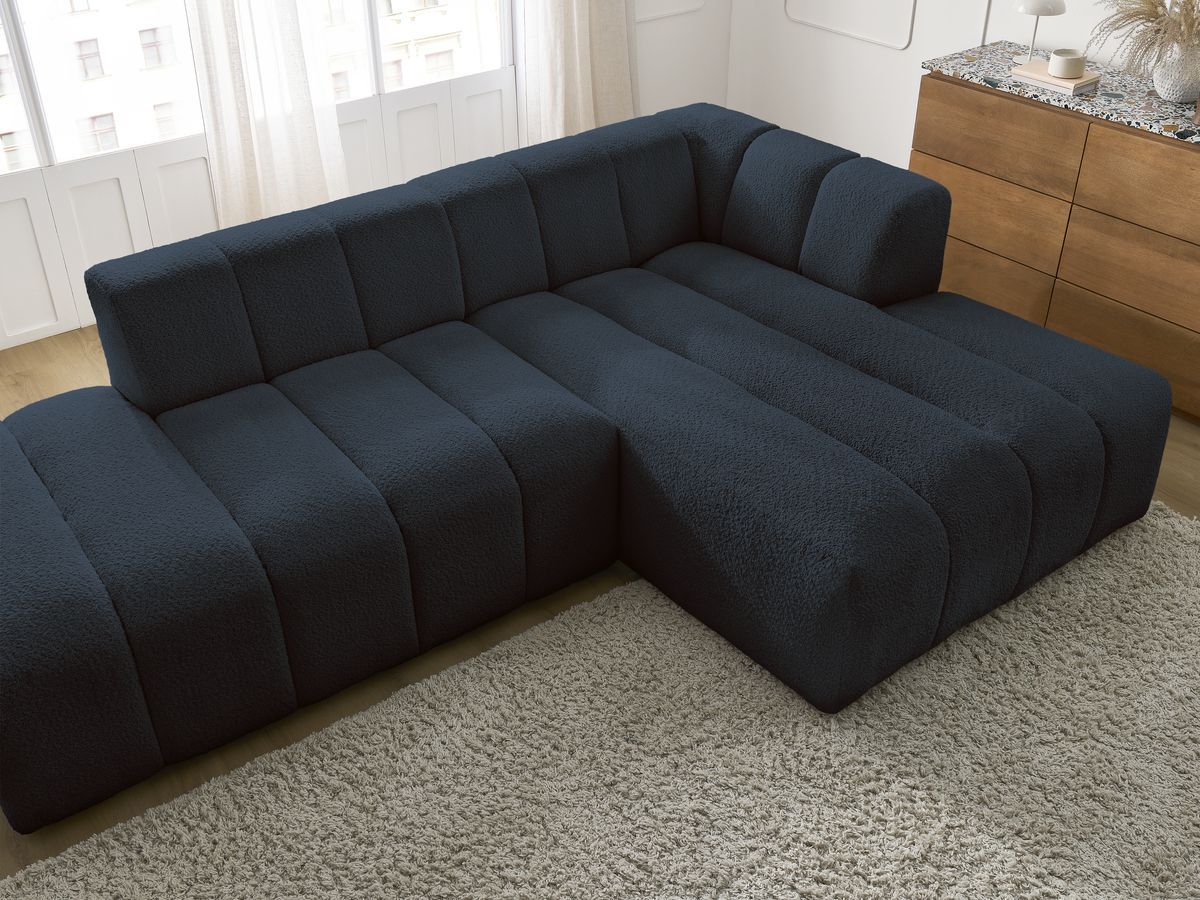Canapé d'angle fixe modulable ANNECY tissu bouclette