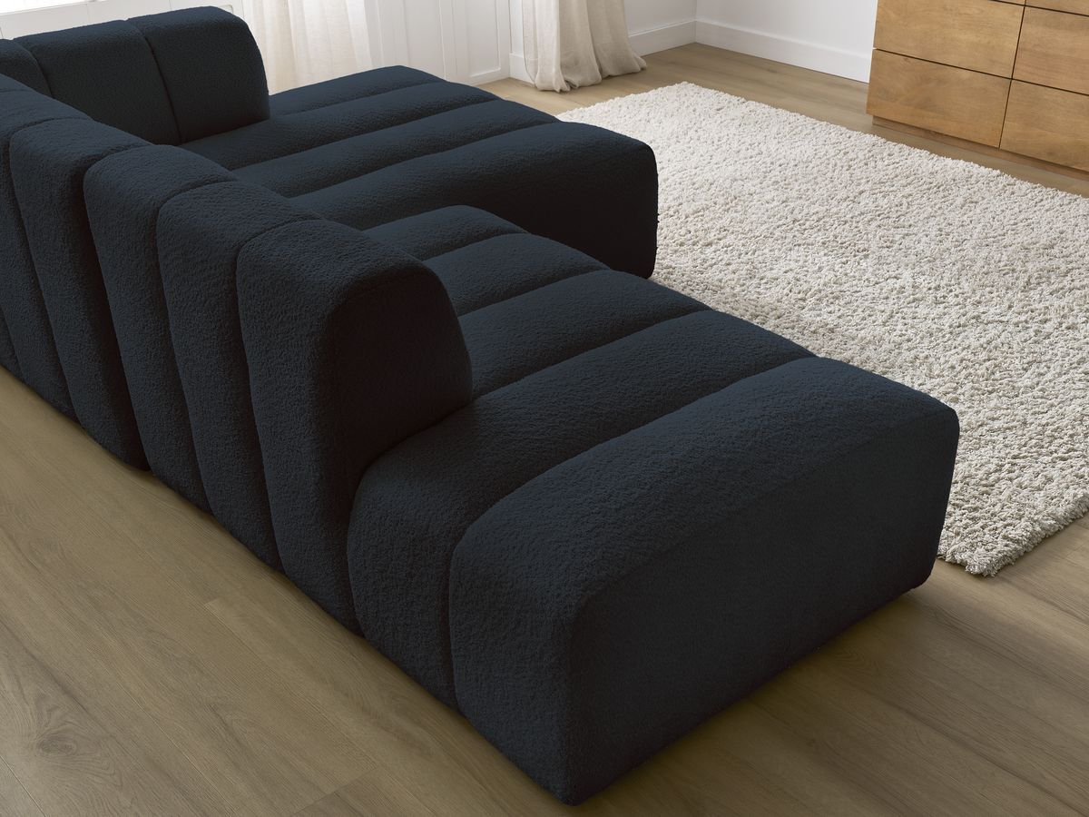 Canapé d'angle fixe modulable ANNECY tissu bouclette