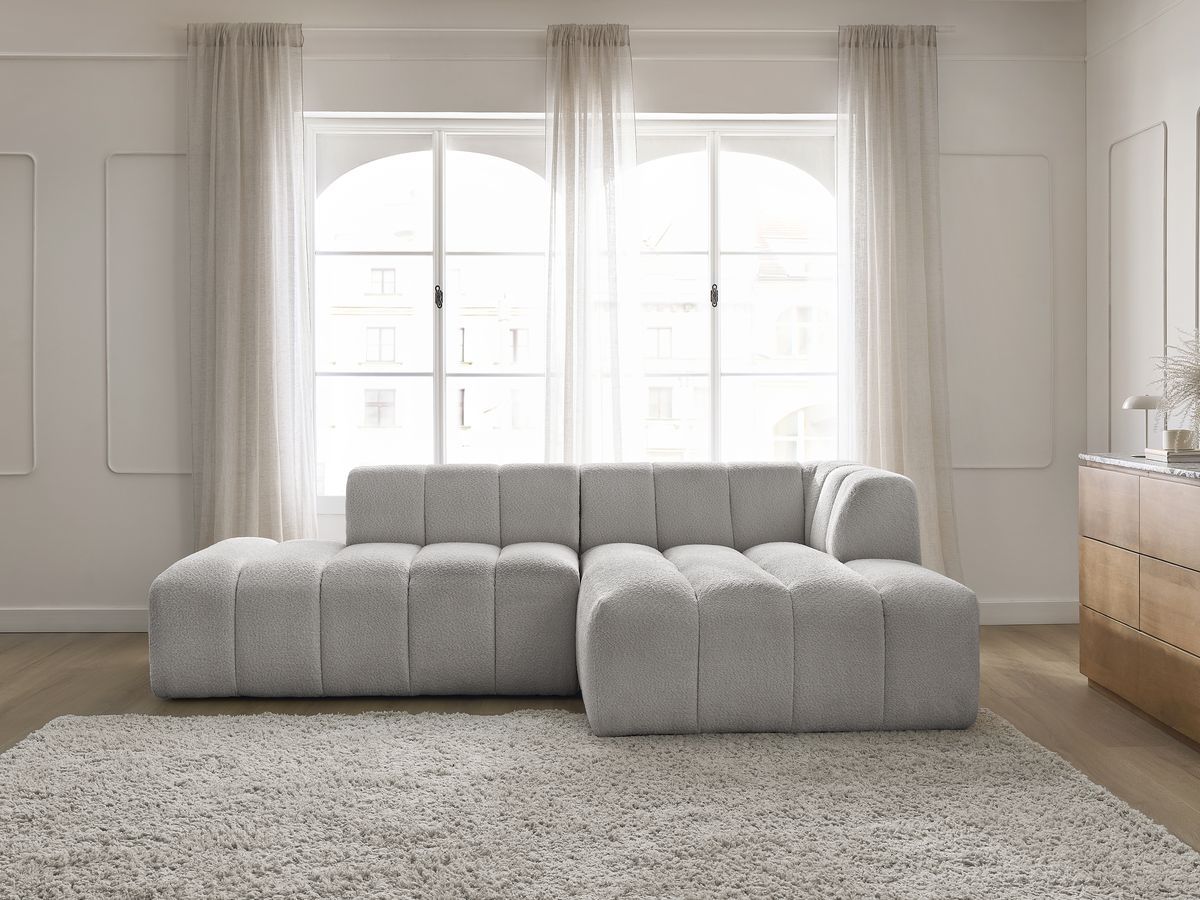 Canapé d'angle modulable ANNECY bouclette gris clair 3 places — vue 5