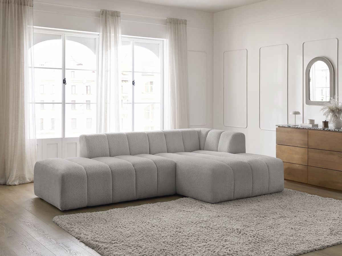 Canapé d'angle fixe modulable ANNECY tissu bouclette