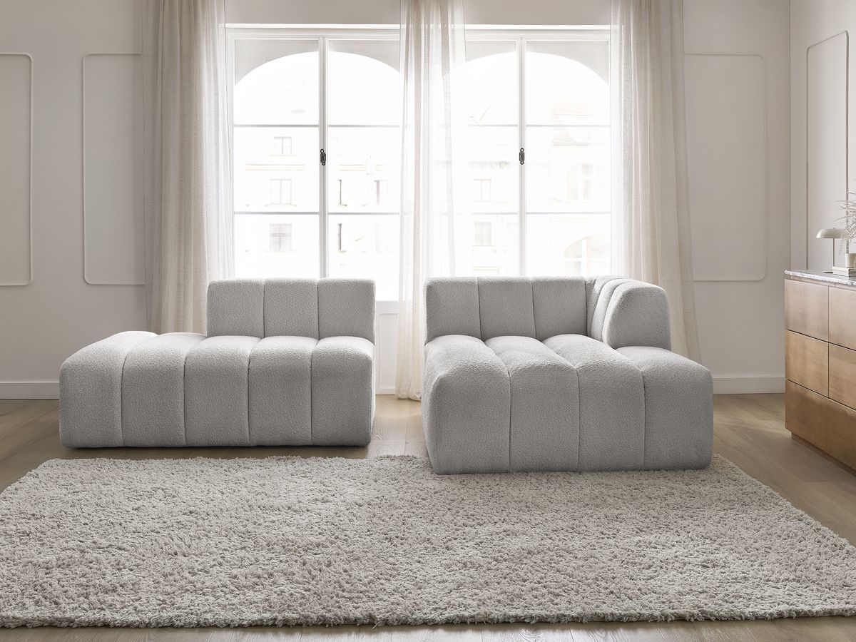 Canapé d'angle fixe modulable ANNECY tissu bouclette