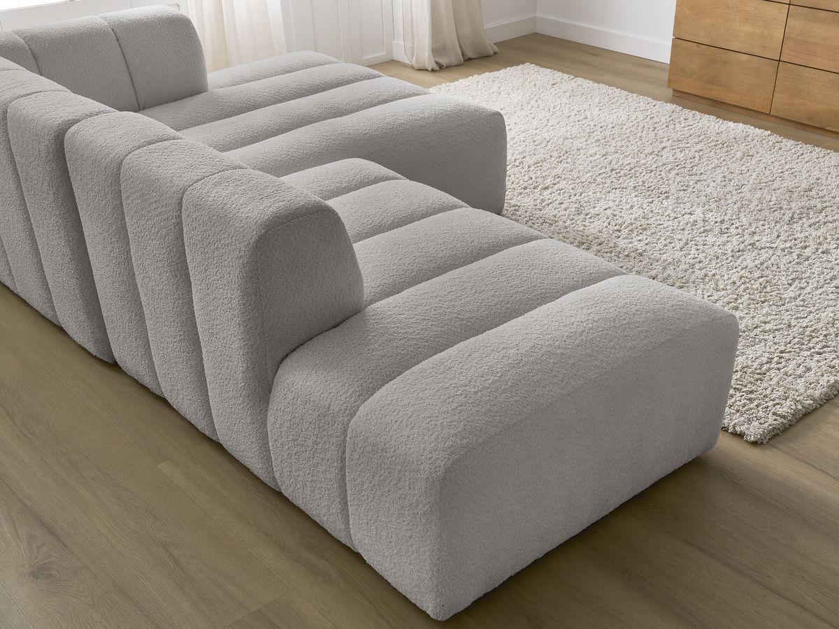 Canapé d'angle fixe modulable ANNECY tissu bouclette