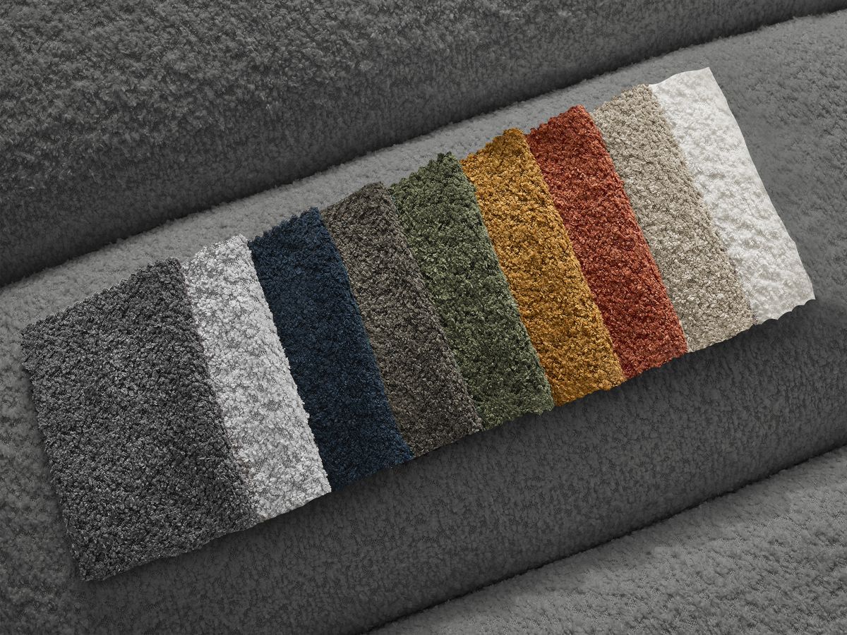 Canapé d'angle fixe modulable ANNECY tissu bouclette