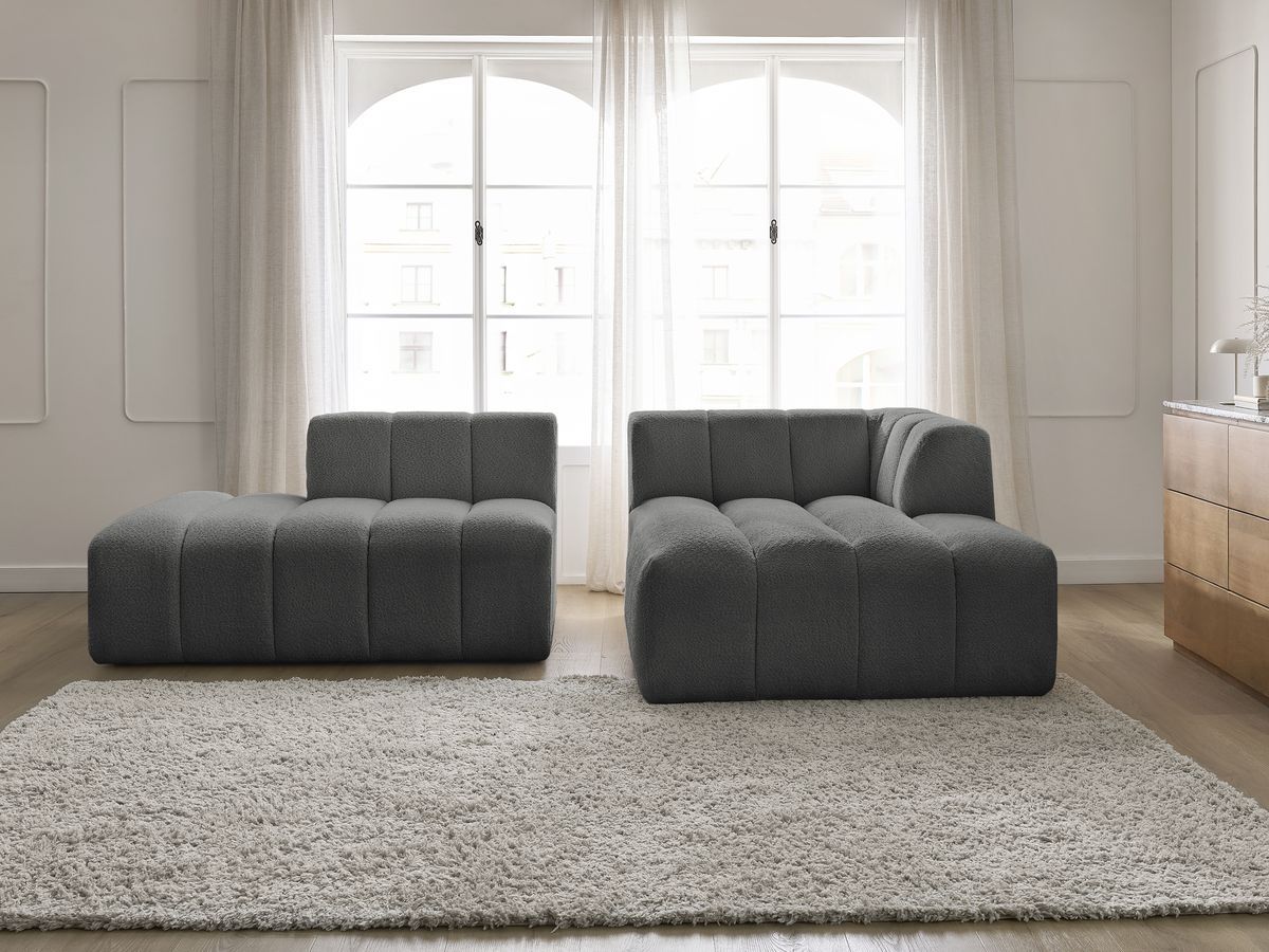 Canapé d'angle fixe modulable ANNECY tissu bouclette