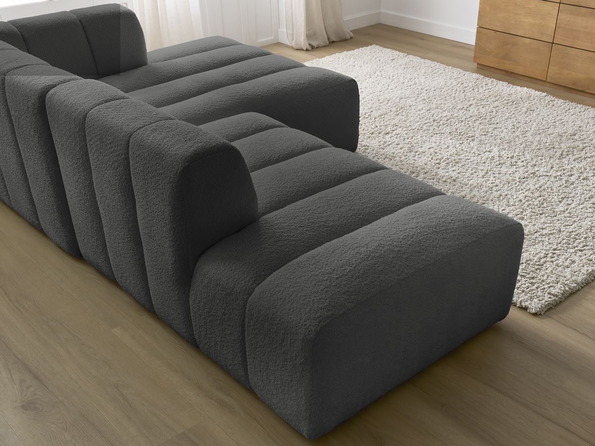 Canapé d'angle fixe modulable ANNECY tissu bouclette