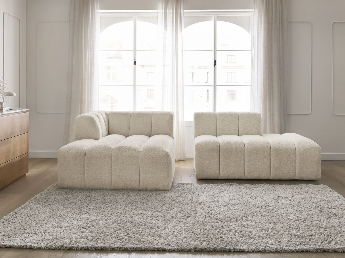 Canapé d'angle fixe modulable ANNECY tissu bouclette