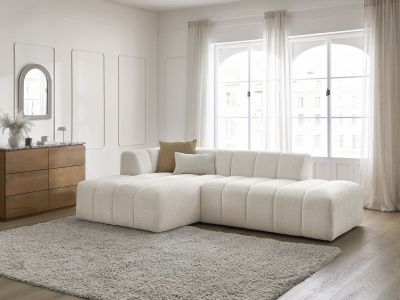 Canapé d'angle fixe modulable ANNECY tissu bouclette