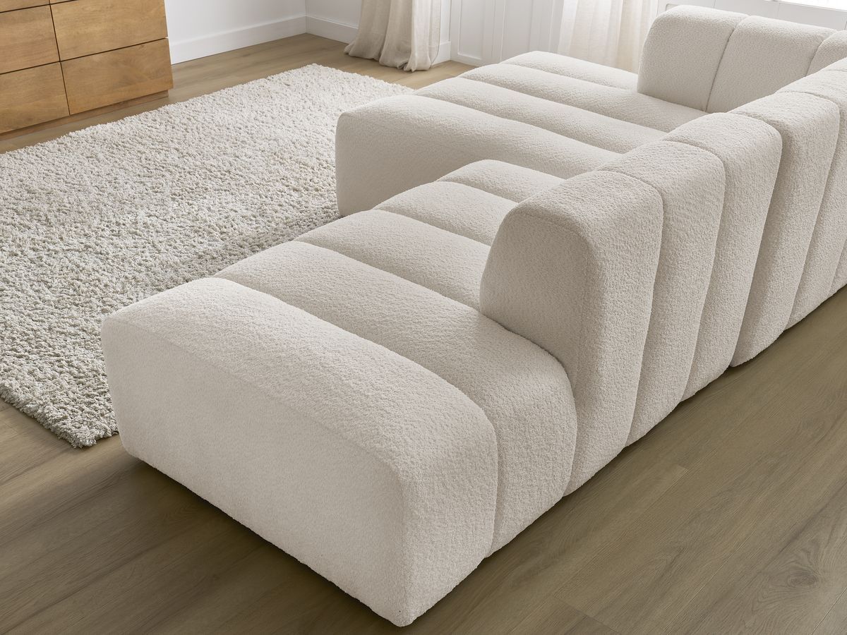 Canapé d'angle fixe EVEREST tissu chiné - Orange - Angle droit - 10 coussins