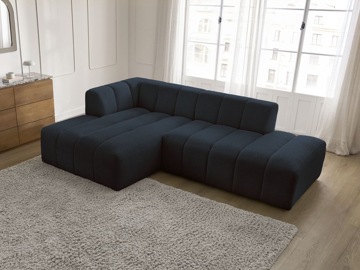 Canapé d'angle fixe modulable ANNECY tissu bouclette
