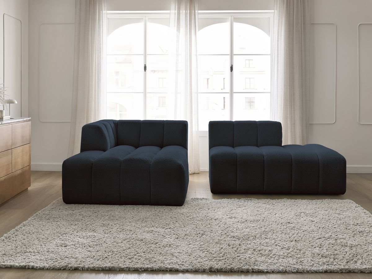 Canapé d'angle fixe modulable ANNECY tissu bouclette