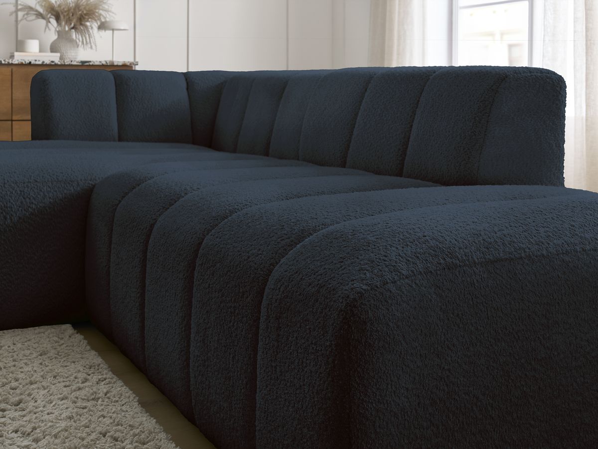 Canapé d'angle fixe modulable ANNECY tissu bouclette
