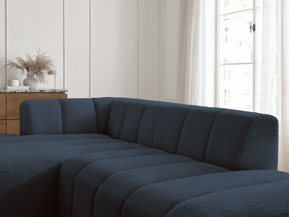 Canapé d'angle fixe modulable ANNECY tissu bouclette