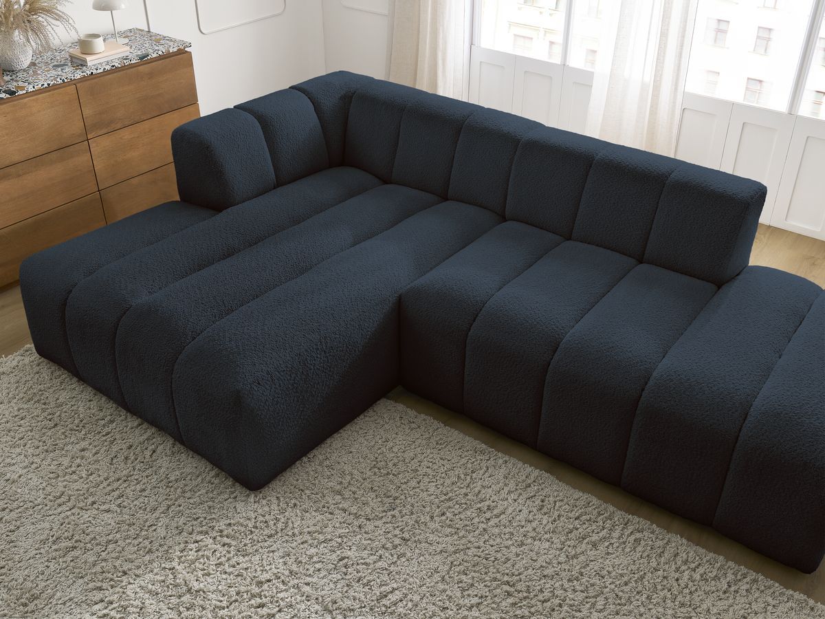 Canapé d'angle fixe modulable ANNECY tissu bouclette