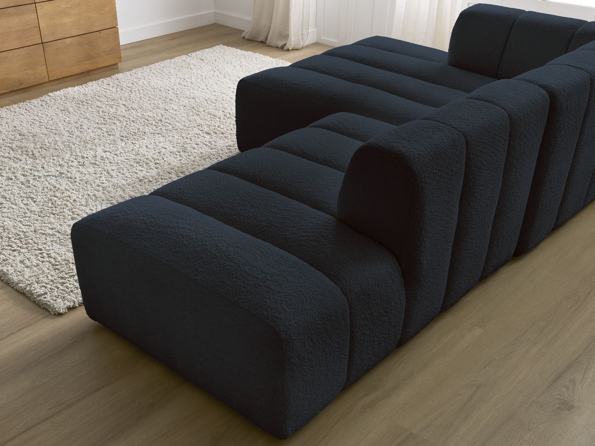 Canapé d'angle fixe modulable ANNECY tissu bouclette