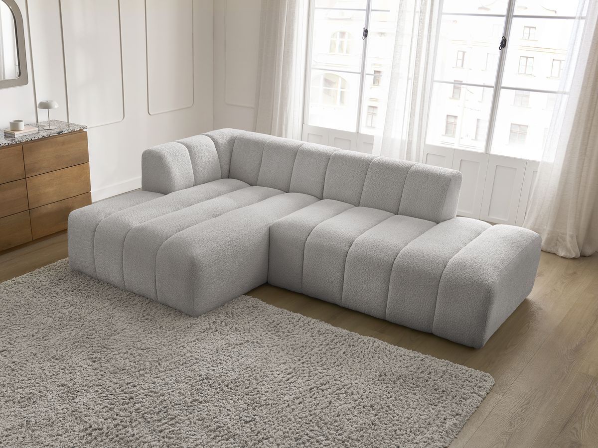 Canapé d'angle fixe modulable ANNECY tissu bouclette
