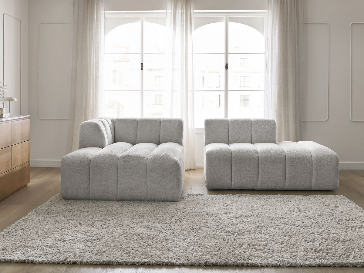 Canapé d'angle fixe modulable ANNECY tissu bouclette