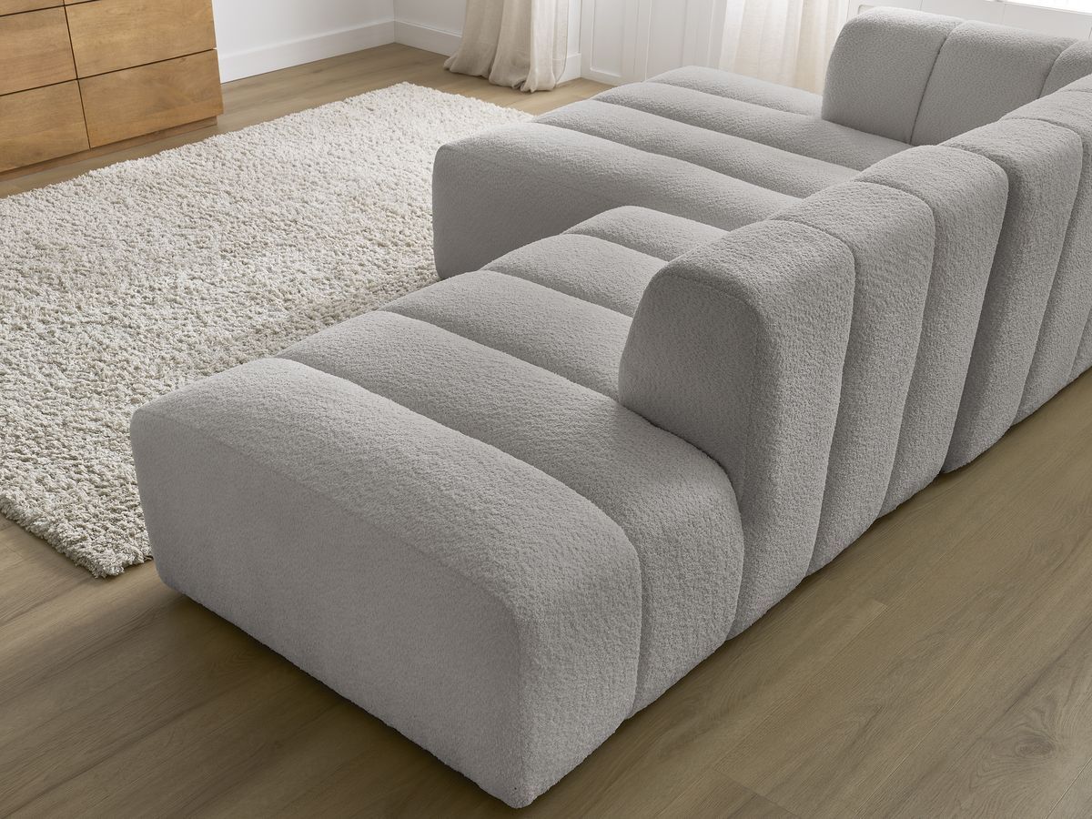 Canapé d'angle fixe modulable ANNECY tissu bouclette