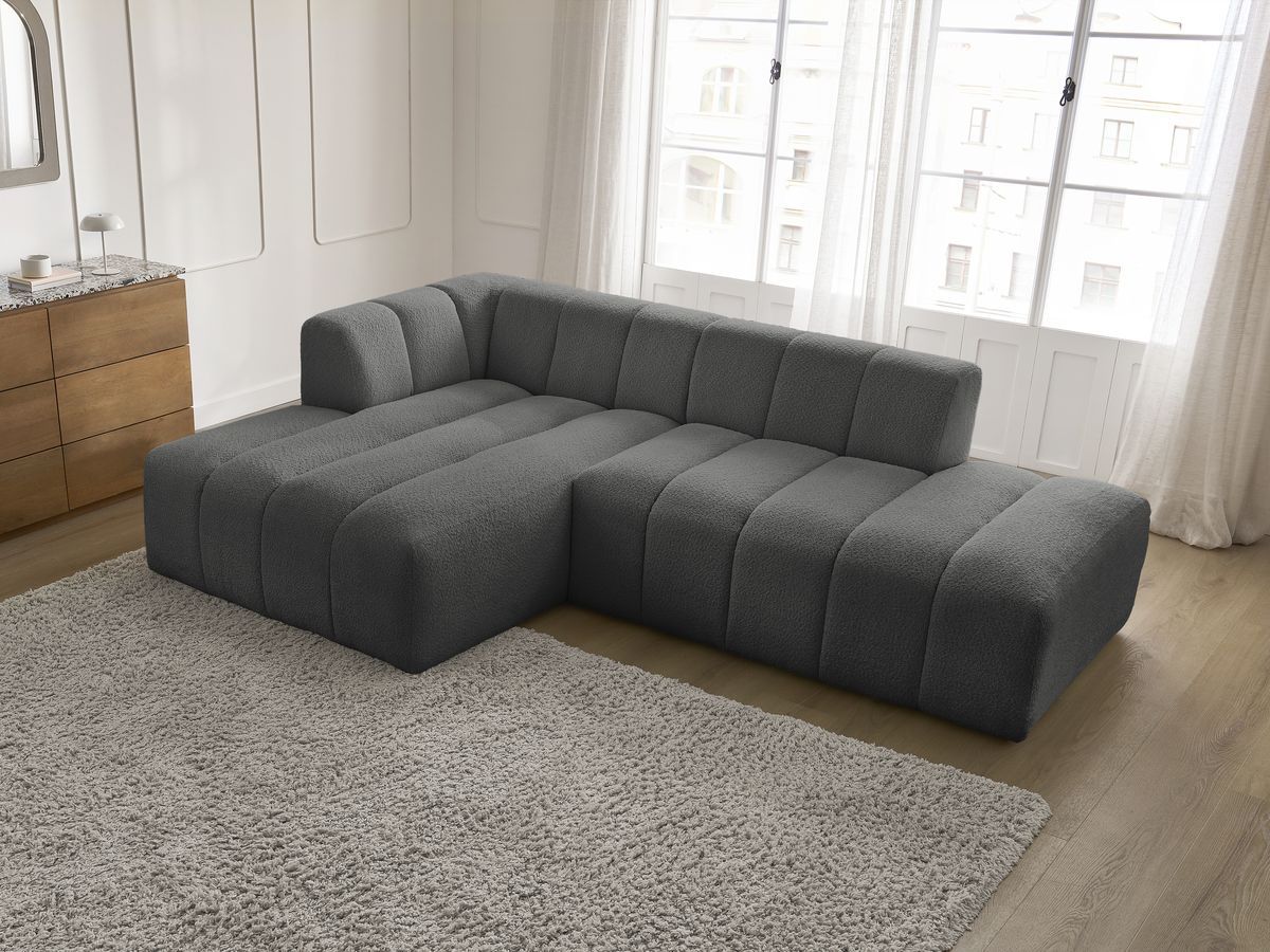 Canapé d'angle fixe modulable ANNECY tissu bouclette