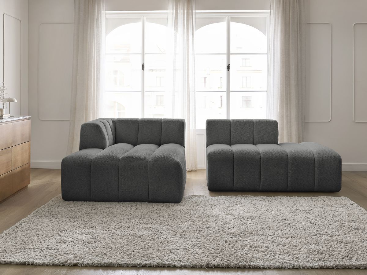 Canapé d'angle fixe modulable ANNECY tissu bouclette