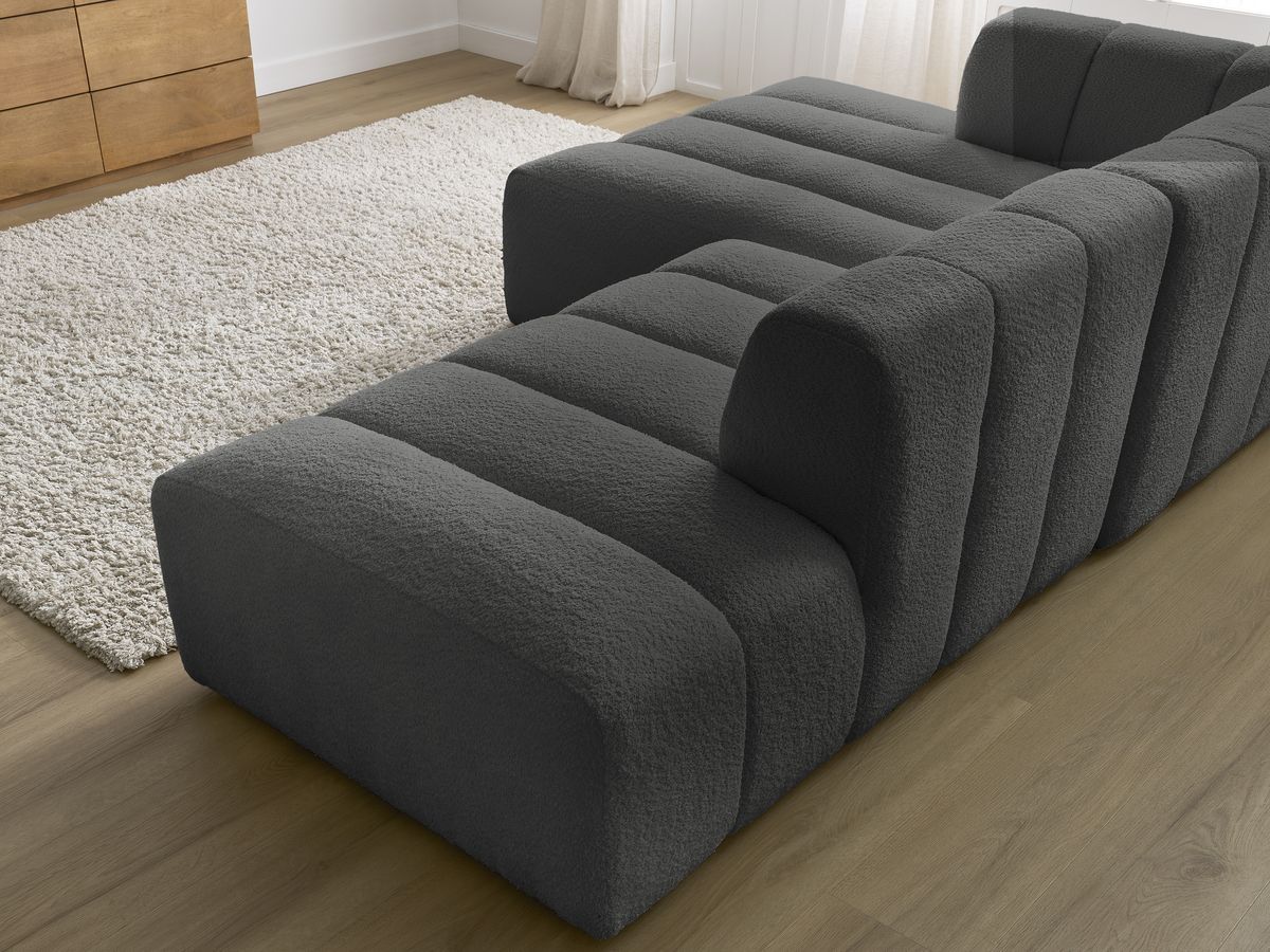Canapé d'angle fixe modulable ANNECY tissu bouclette
