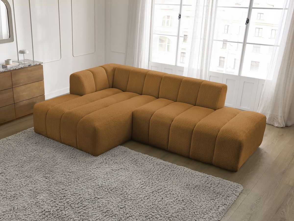 Canapé d'angle fixe modulable ANNECY tissu bouclette