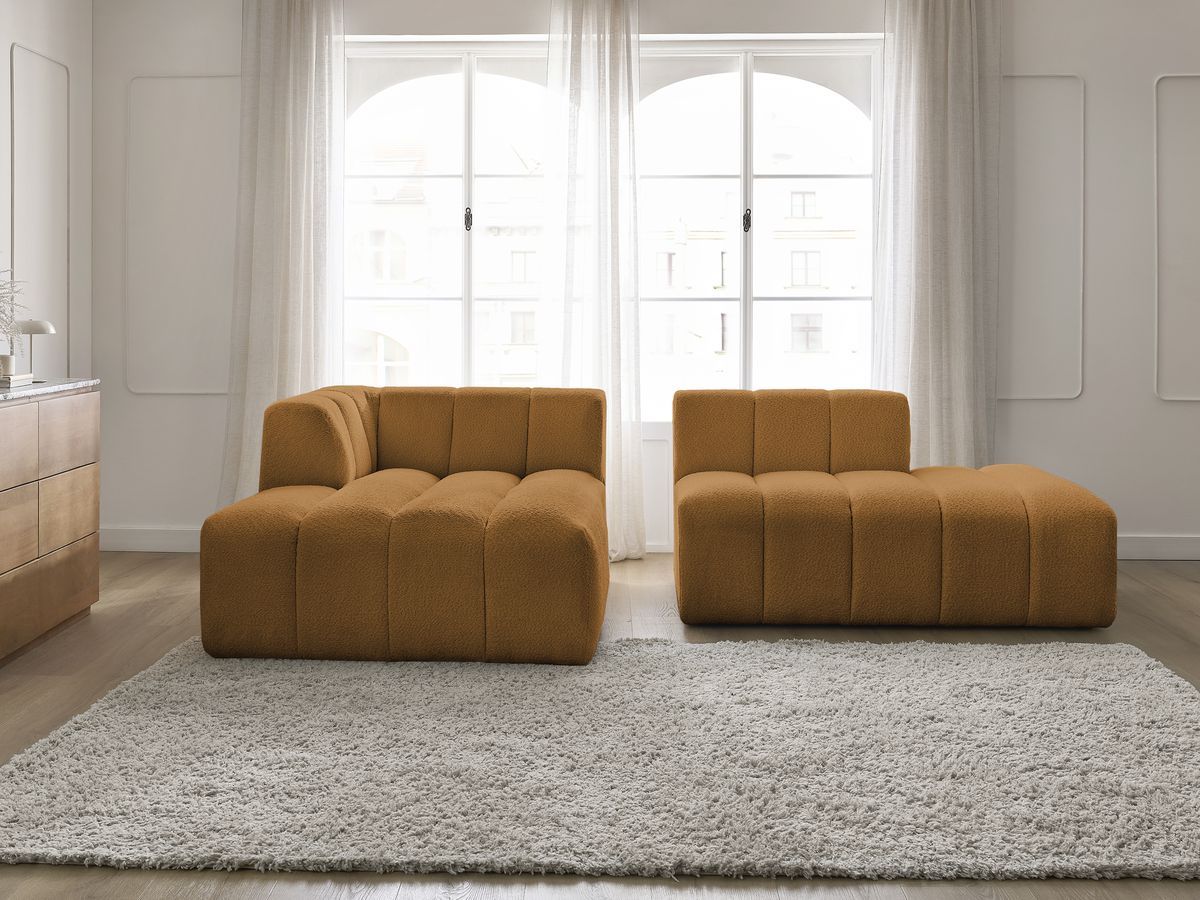 Canapé d'angle fixe modulable ANNECY tissu bouclette
