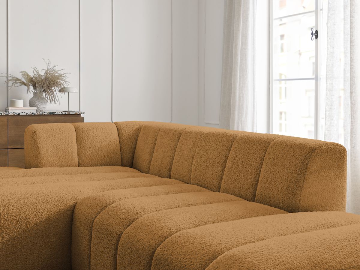 Canapé d'angle fixe modulable ANNECY tissu bouclette
