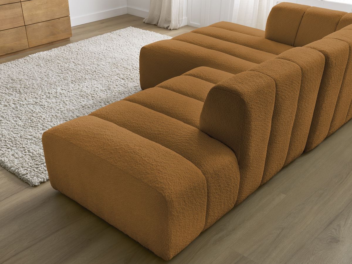 Canapé d'angle fixe modulable ANNECY tissu bouclette