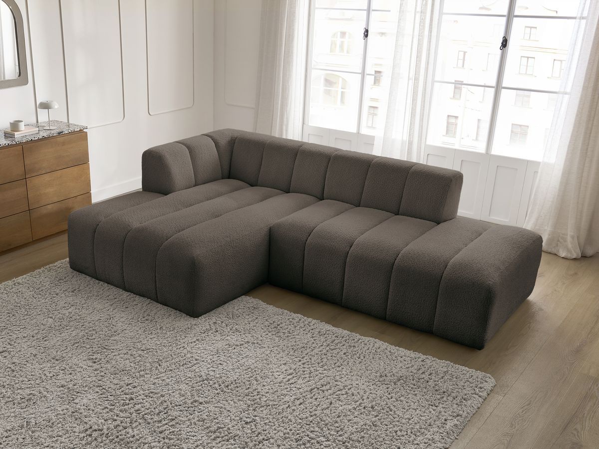 Canapé d'angle fixe modulable ANNECY tissu bouclette