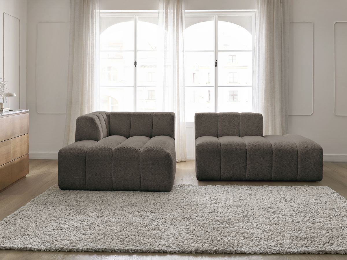 Canapé d'angle fixe modulable ANNECY tissu bouclette