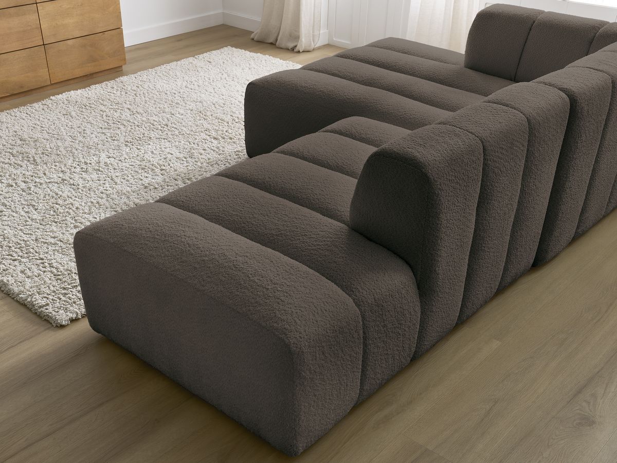 Canapé d'angle fixe modulable ANNECY tissu bouclette