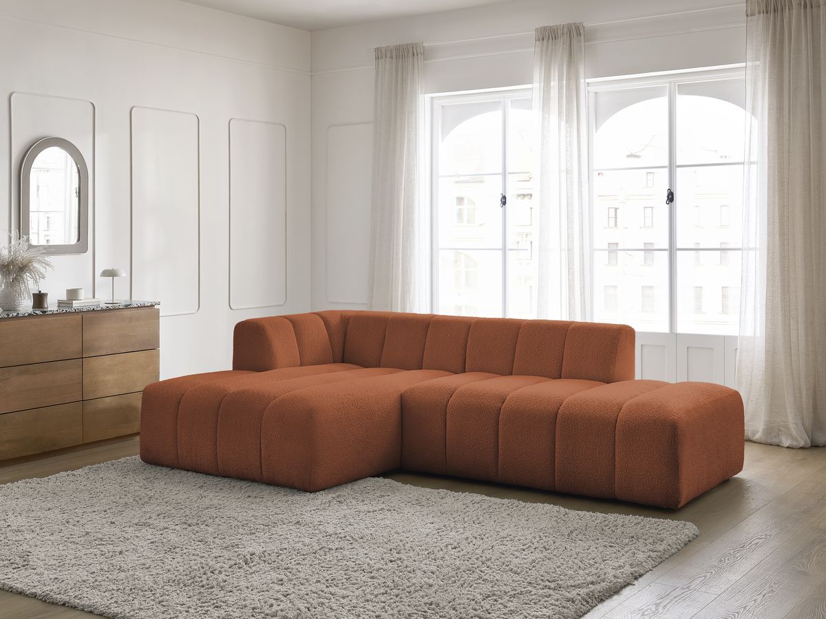 Canapé d'angle fixe modulable ANNECY tissu bouclette