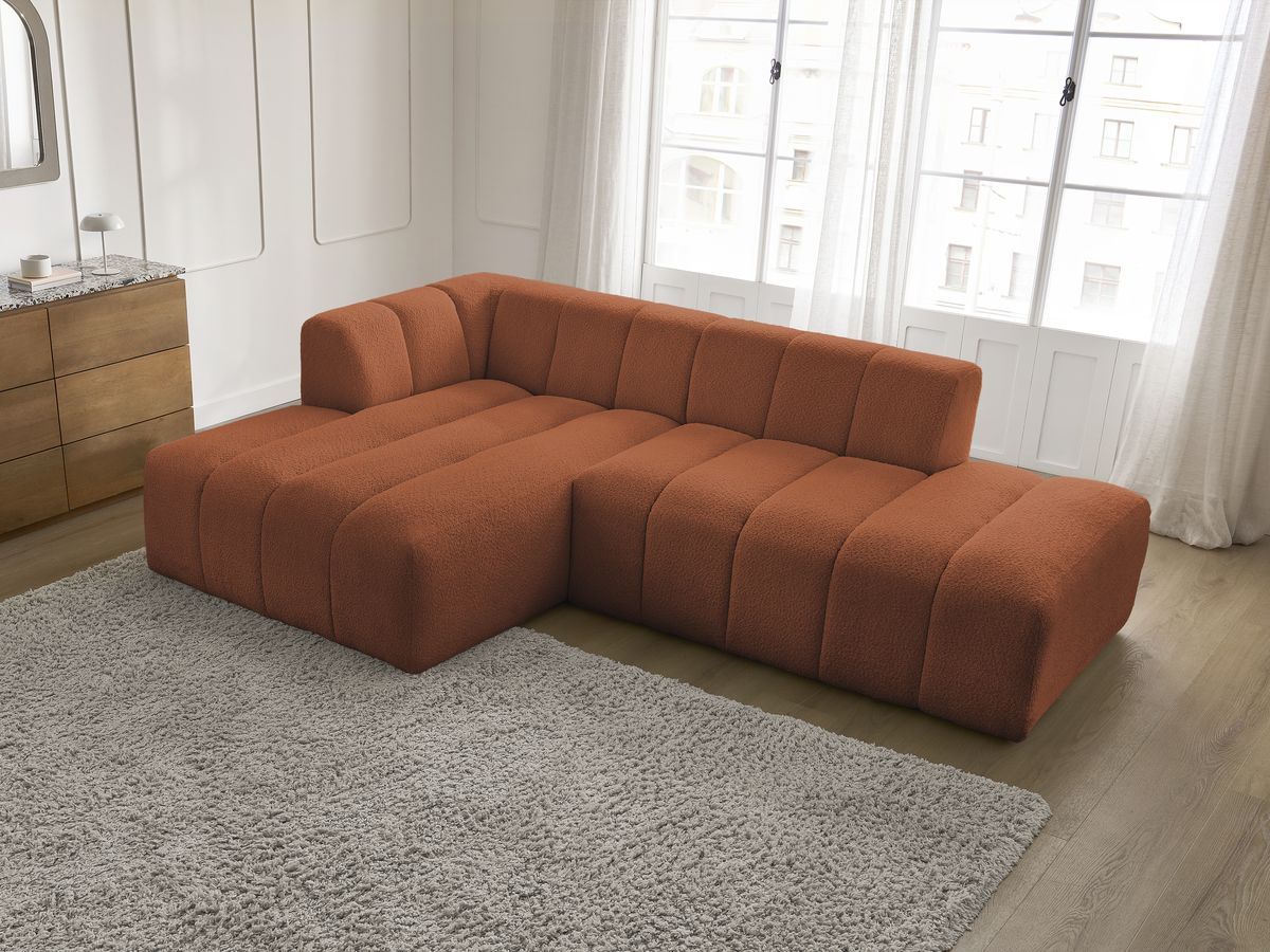 Canapé d'angle fixe modulable ANNECY tissu bouclette