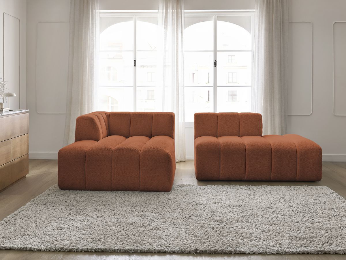 Canapé d'angle fixe modulable ANNECY tissu bouclette