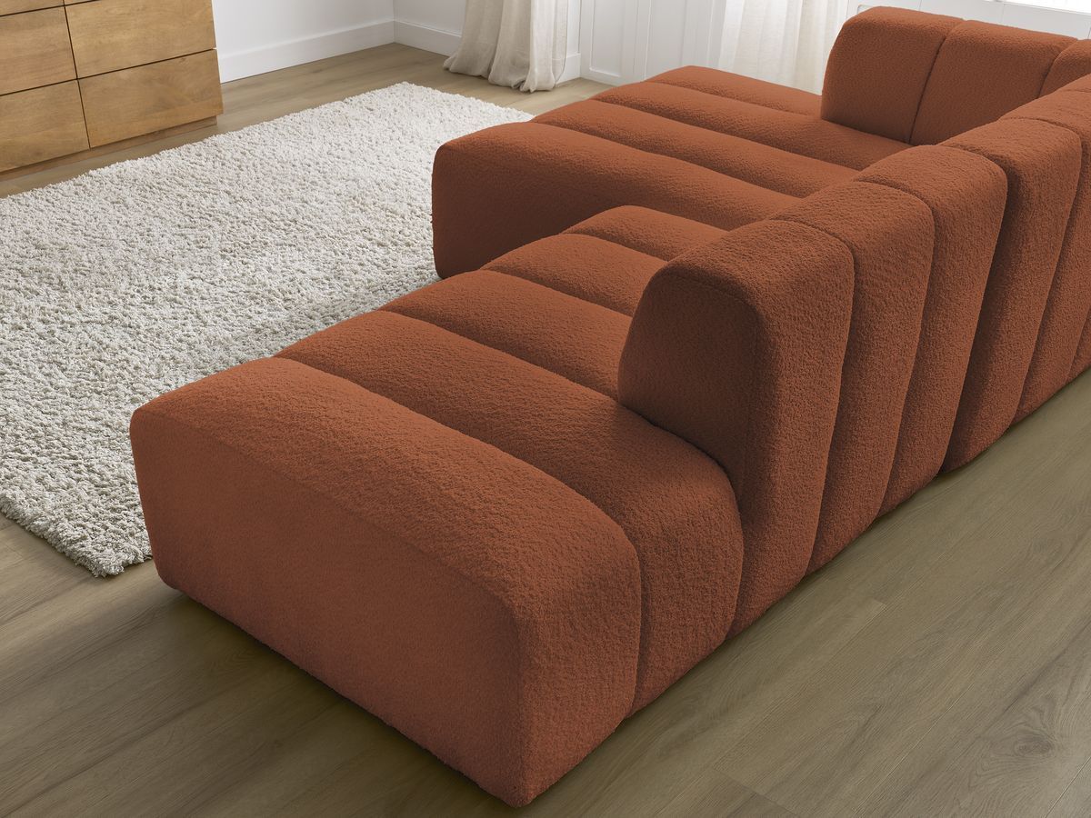 Canapé d'angle fixe modulable ANNECY tissu bouclette