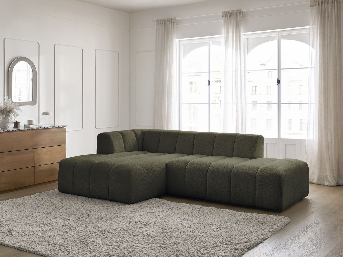 Canapé d'angle fixe modulable ANNECY tissu bouclette