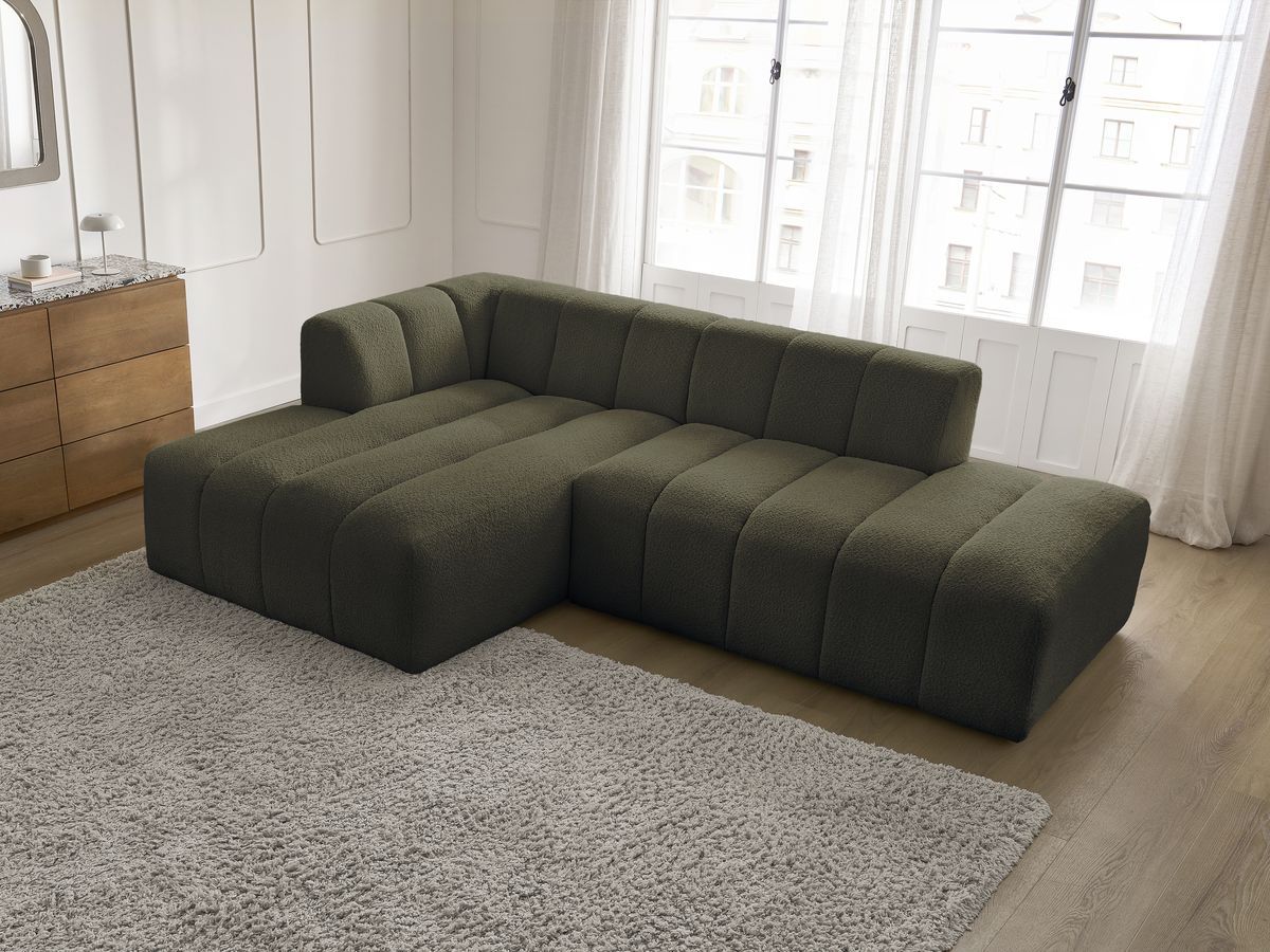 Canapé d'angle fixe modulable ANNECY tissu bouclette