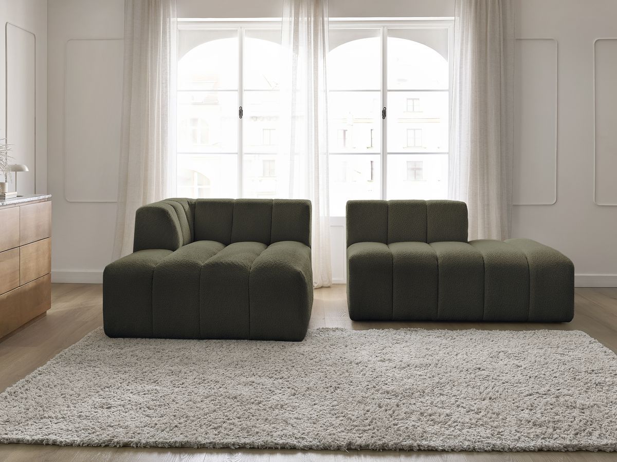 Canapé d'angle fixe modulable ANNECY tissu bouclette