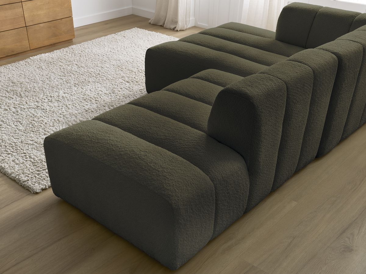 Canapé d'angle fixe modulable ANNECY tissu bouclette