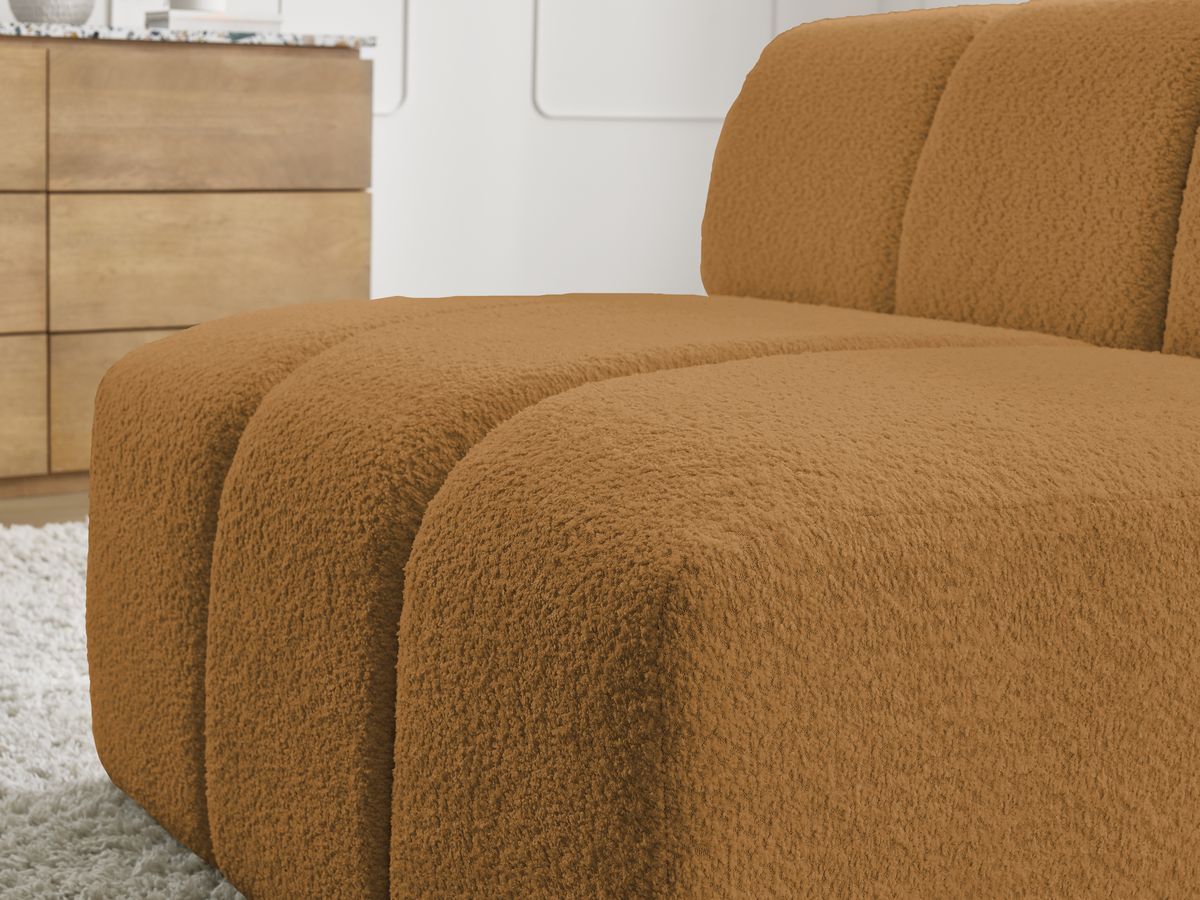 Canapé d'angle fixe EVEREST tissu chiné - Orange - Angle droit - 10 coussins