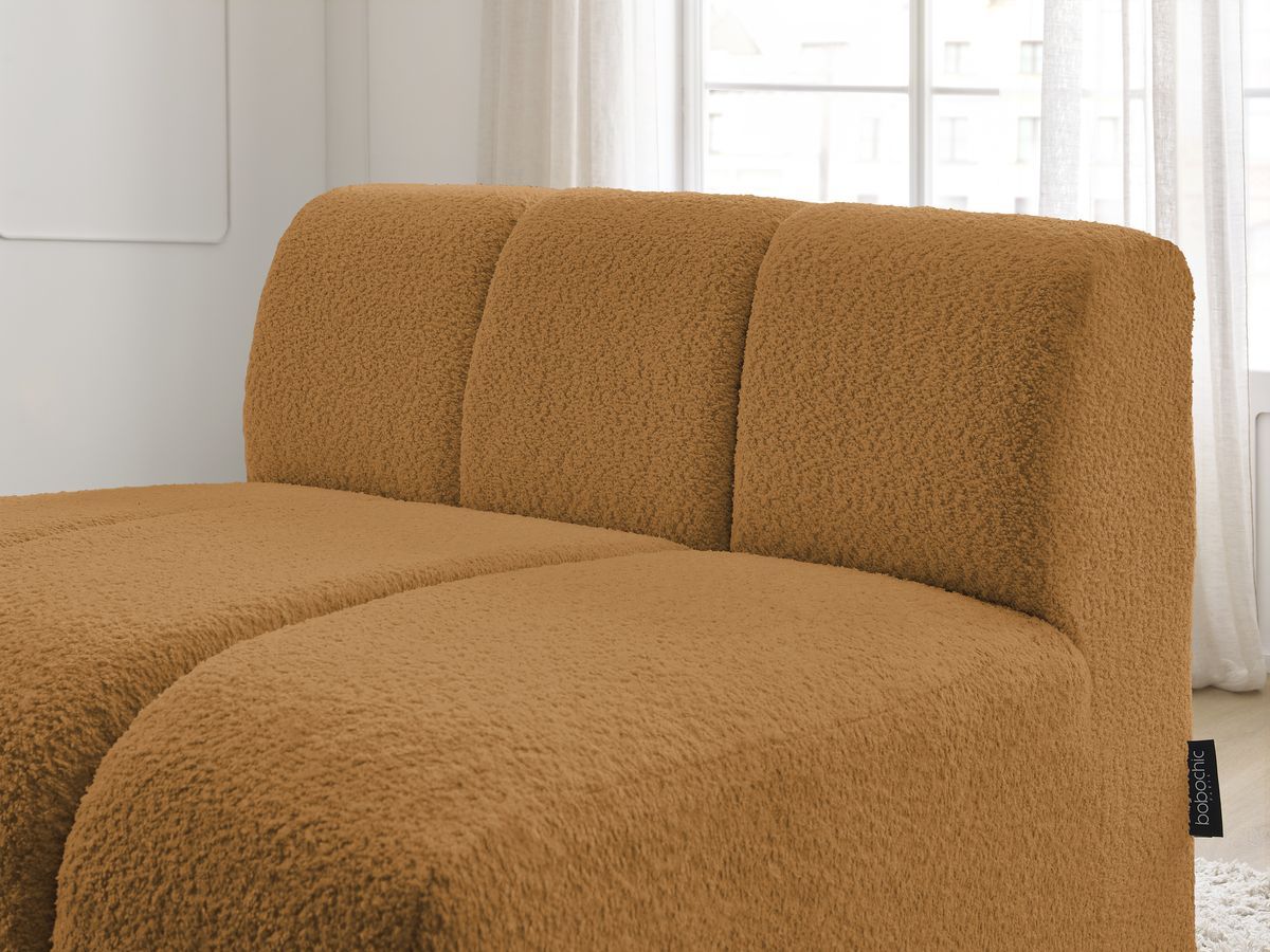 Canapé d'angle fixe EVEREST tissu chiné - Orange - Angle droit - 10 coussins
