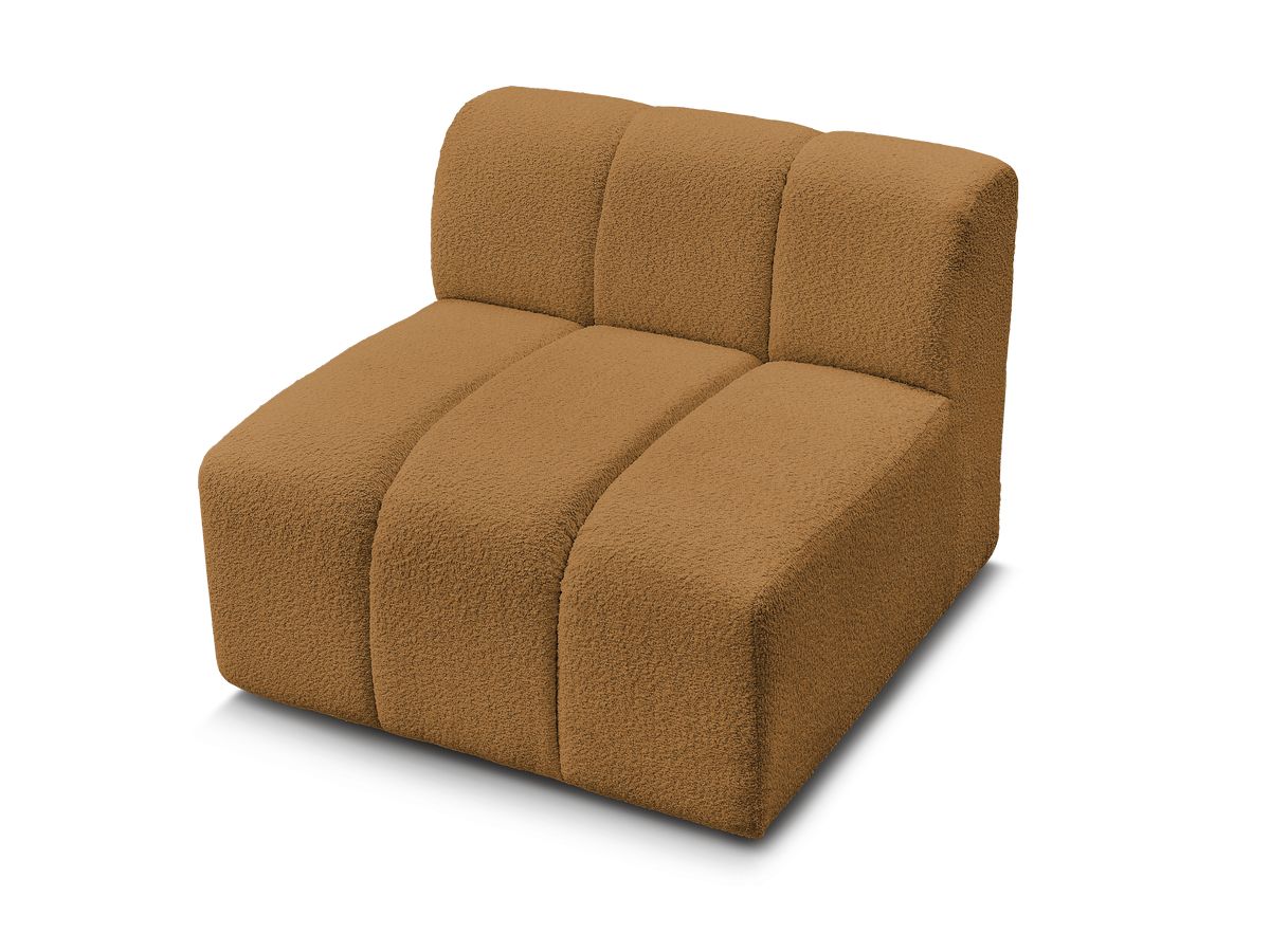 Canapé d'angle fixe EVEREST tissu chiné - Orange - Angle droit - 10 coussins