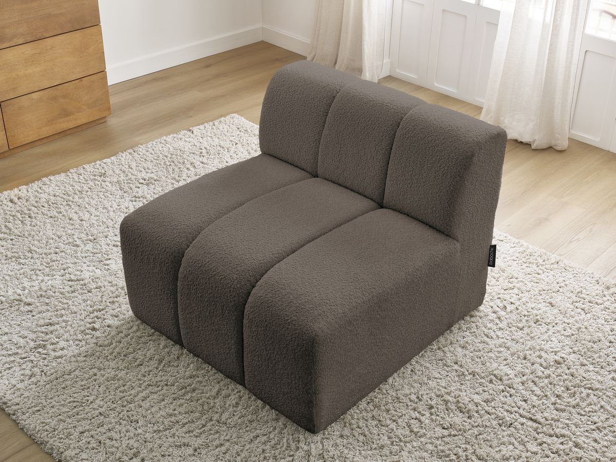 Canapé d'angle fixe EVEREST tissu chiné - Orange - Angle droit - 10 coussins