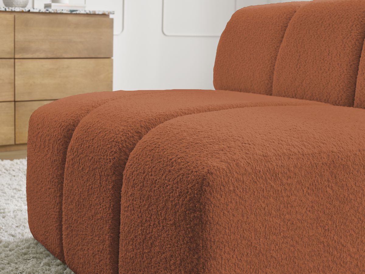 Canapé d'angle fixe EVEREST tissu chiné - Orange - Angle droit - 10 coussins