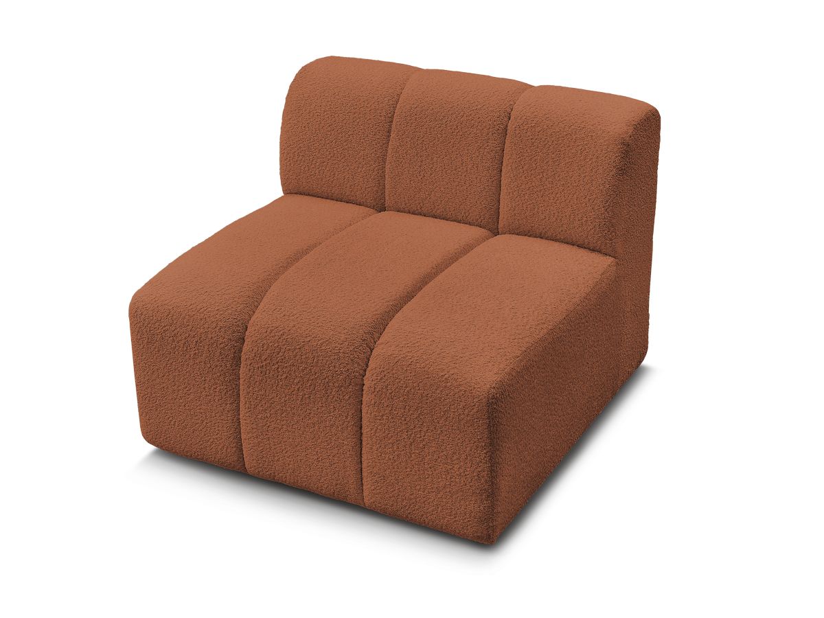 Canapé d'angle fixe EVEREST tissu chiné - Orange - Angle droit - 10 coussins