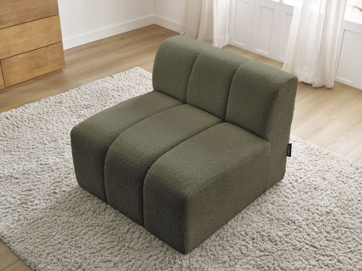 Canapé d'angle fixe EVEREST tissu chiné - Orange - Angle droit - 10 coussins