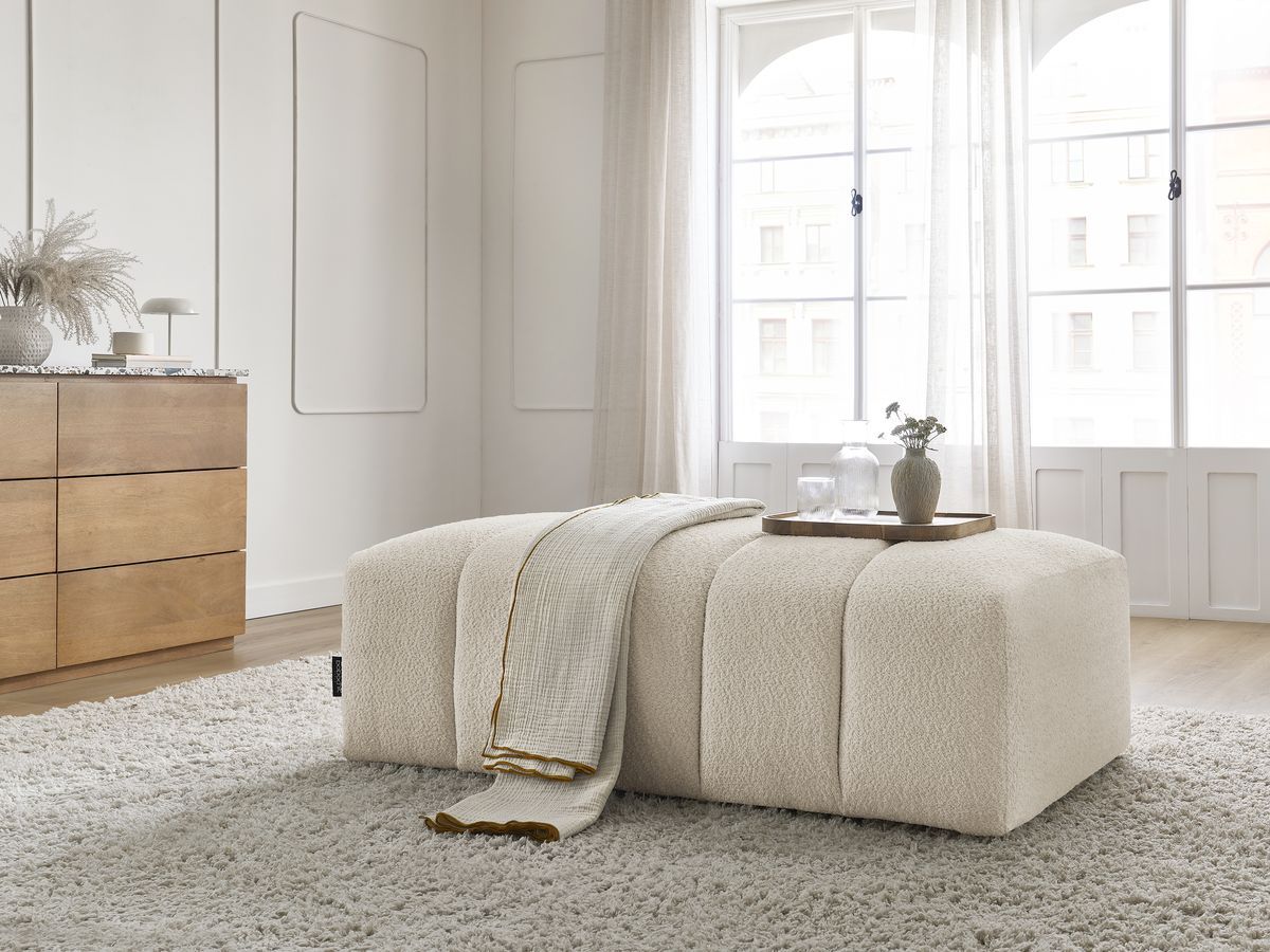 Pouf pour canapé modulable ANNECY tissu bouclette