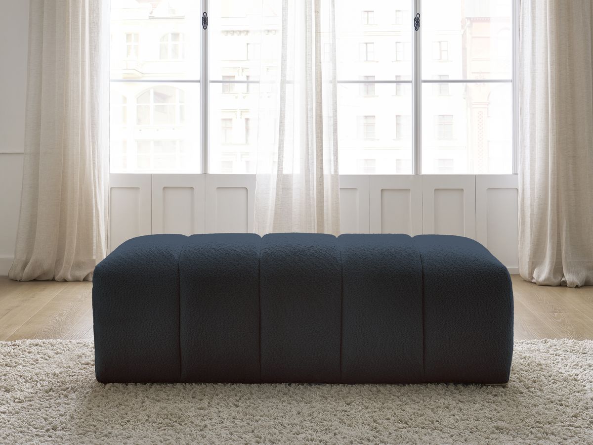 Pouf pour canapé modulable ANNECY bouclette bleu foncé — vue 5