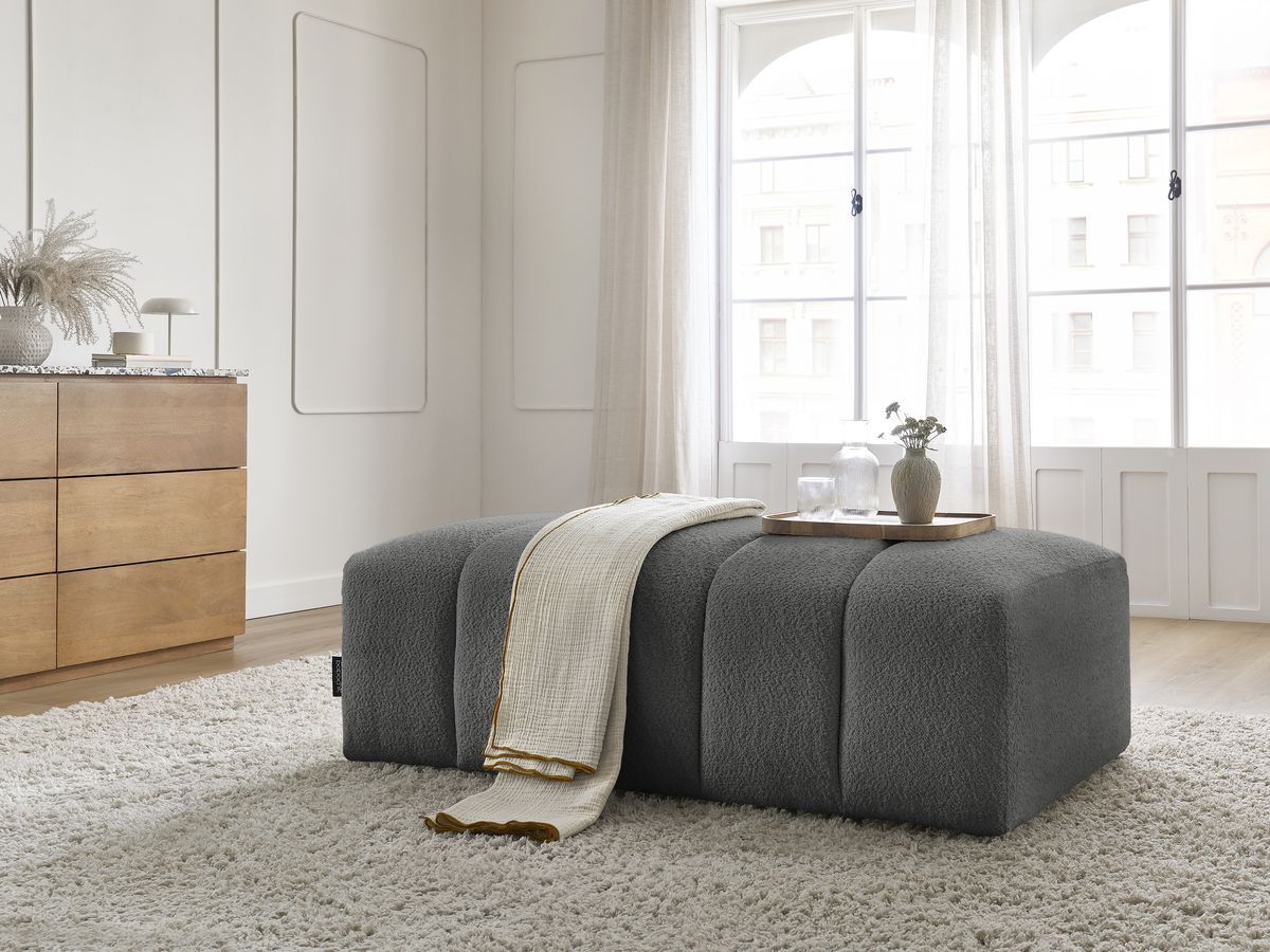 Pouf pour canapé modulable ANNECY tissu bouclette